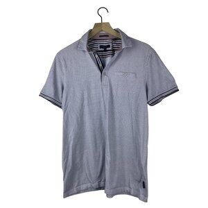 Ted Baker Short Sleeve Polo Top T-Shirt Men’s size 3 Stretch Preppy Casual White